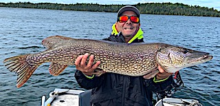 40-inch Trophy Northern Pike by Steve Fishing at Fireside Lodge in Northwest Ontario Canada